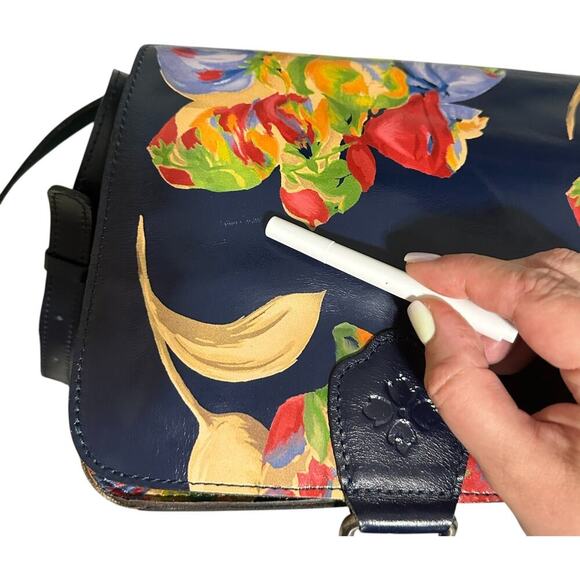 Patricia Nash Ilina Navy Floral Leather Flap Crossbody - Picture 14 of 16